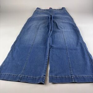 SPANX Denim XL Wide Leg Front Seamed Jeans Vintage Indigo Pull On Womens